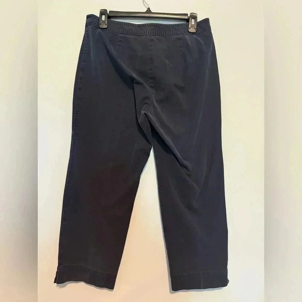 Eileen Fisher Ankle Pants Womens Sz M Navy Pull On Cotton/Spandex